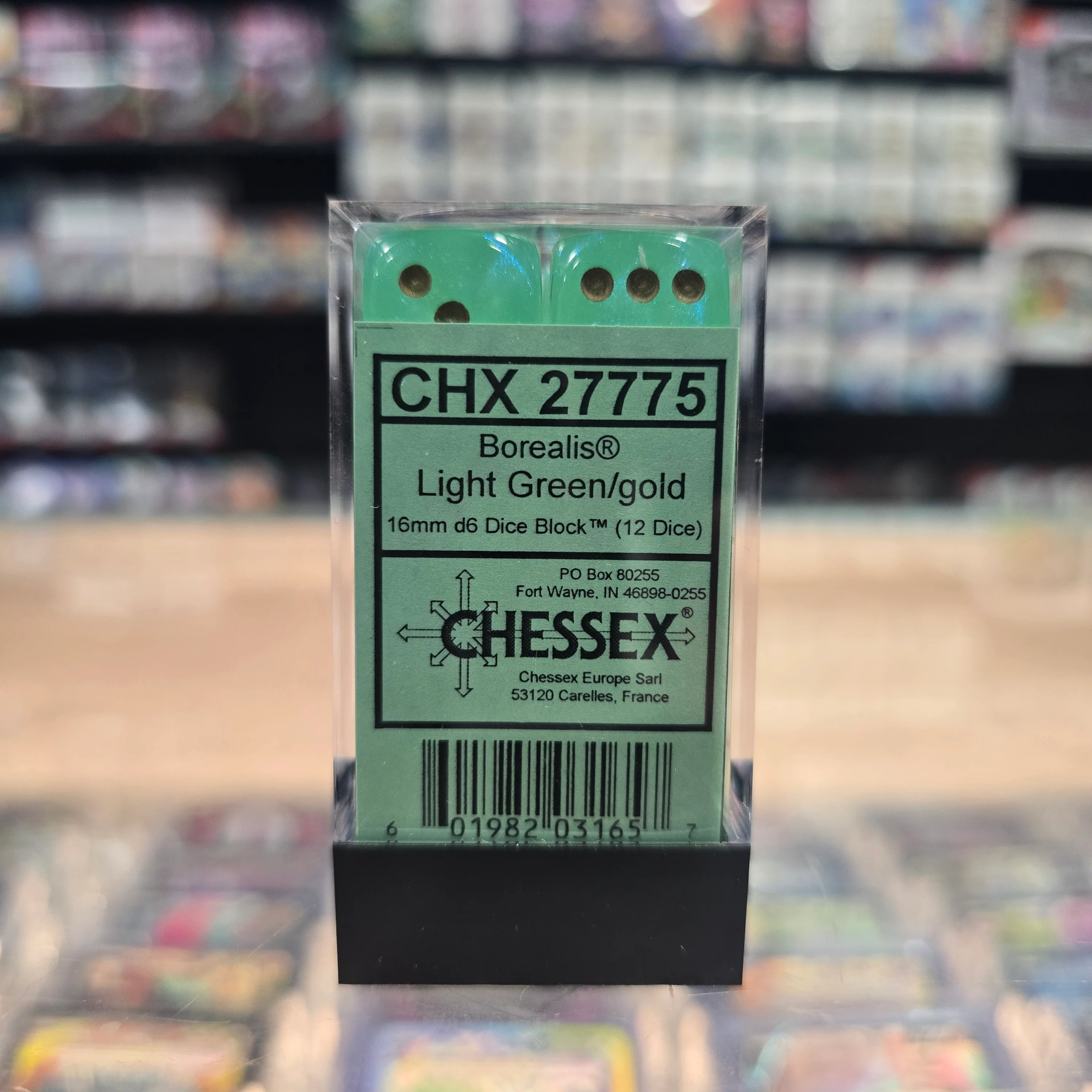 Chessex: Borealis - Luminary - 16mm D6 36PC Dice Block (Light Green & Gold) - Image 3