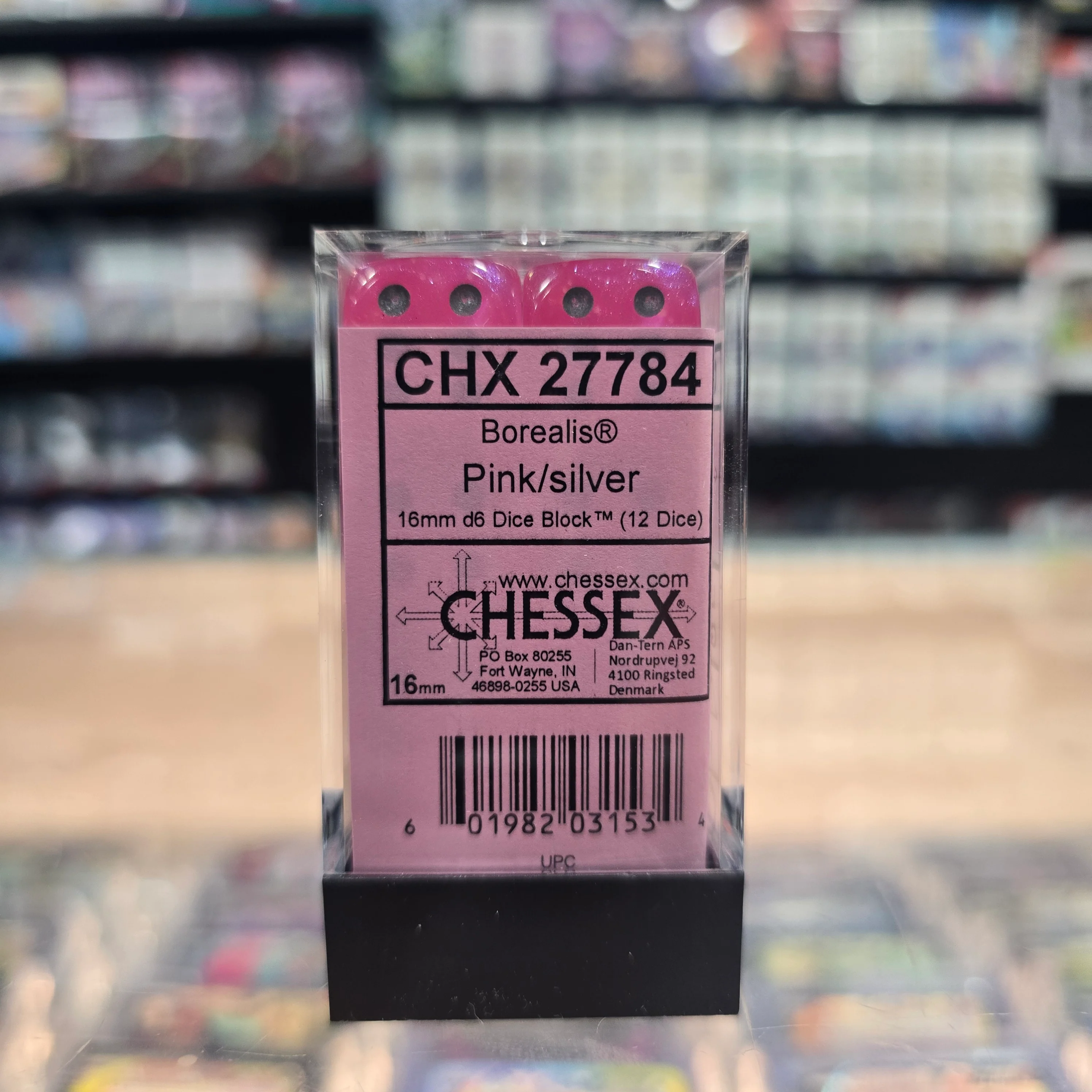 Chessex: Borealis - Luminary - 16mm D6 36PC Dice Block (Pink & Silver) - Image 3
