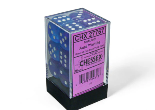 Chessex: Nebula - Luminary - 16mm D6 36PC Dice Block (Aura & White) - Image 3