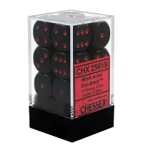 Chessex: Opaque - 16mm D6 12PC Dice Block (Black & Red) - Image 2