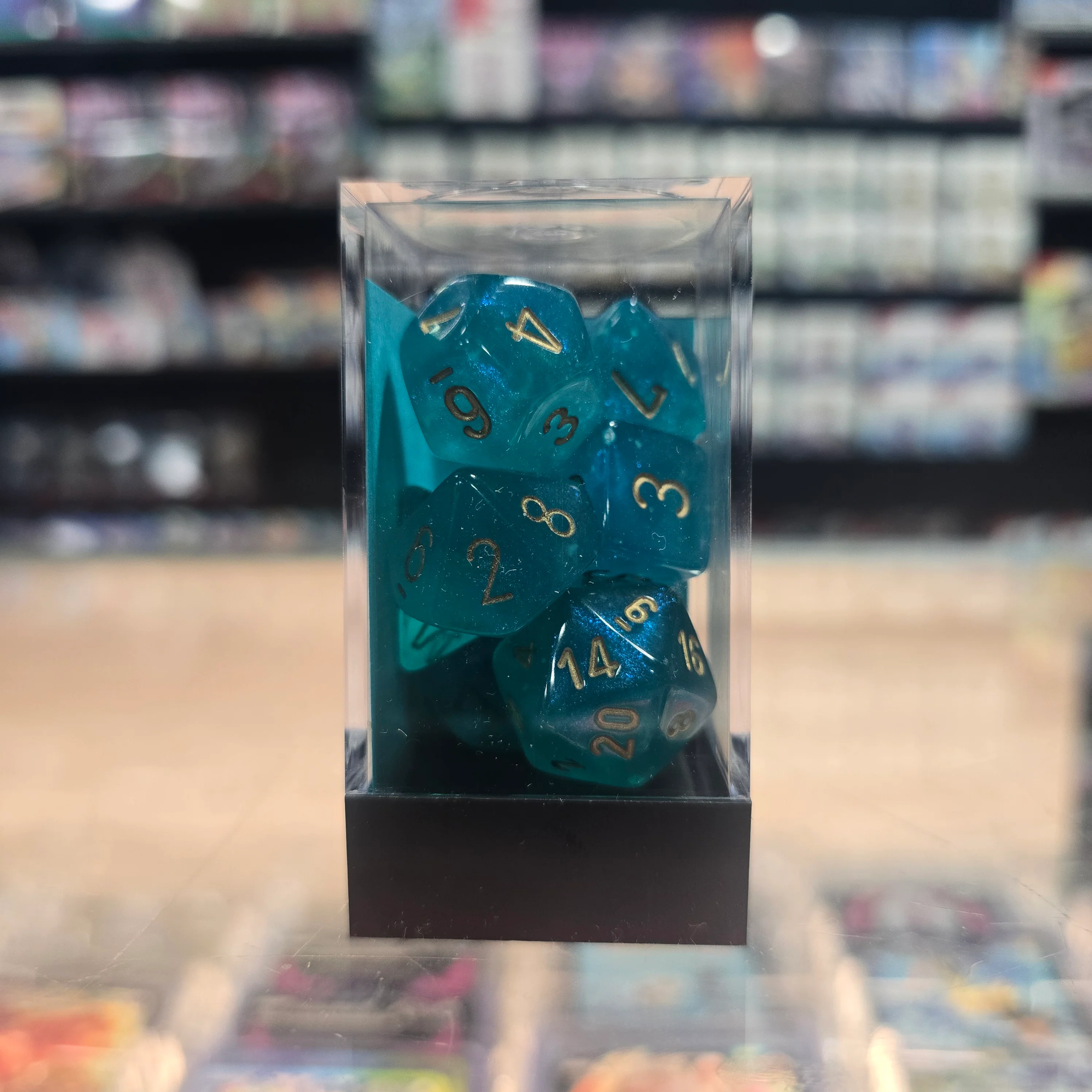 Chessex: Poly Dice Set - Borealis 7PC Luminary (Teal & Gold) - Image 4