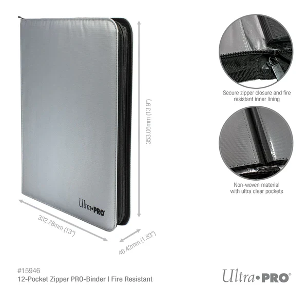 Ultra-PRO: Fire Resistant 12 Pocket Zippered PRO Binder - Silver - Image 5